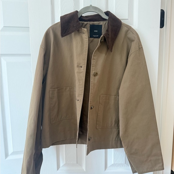 Mango Utility Jacket in Tan with Brown Collar - Picture 3 of 5